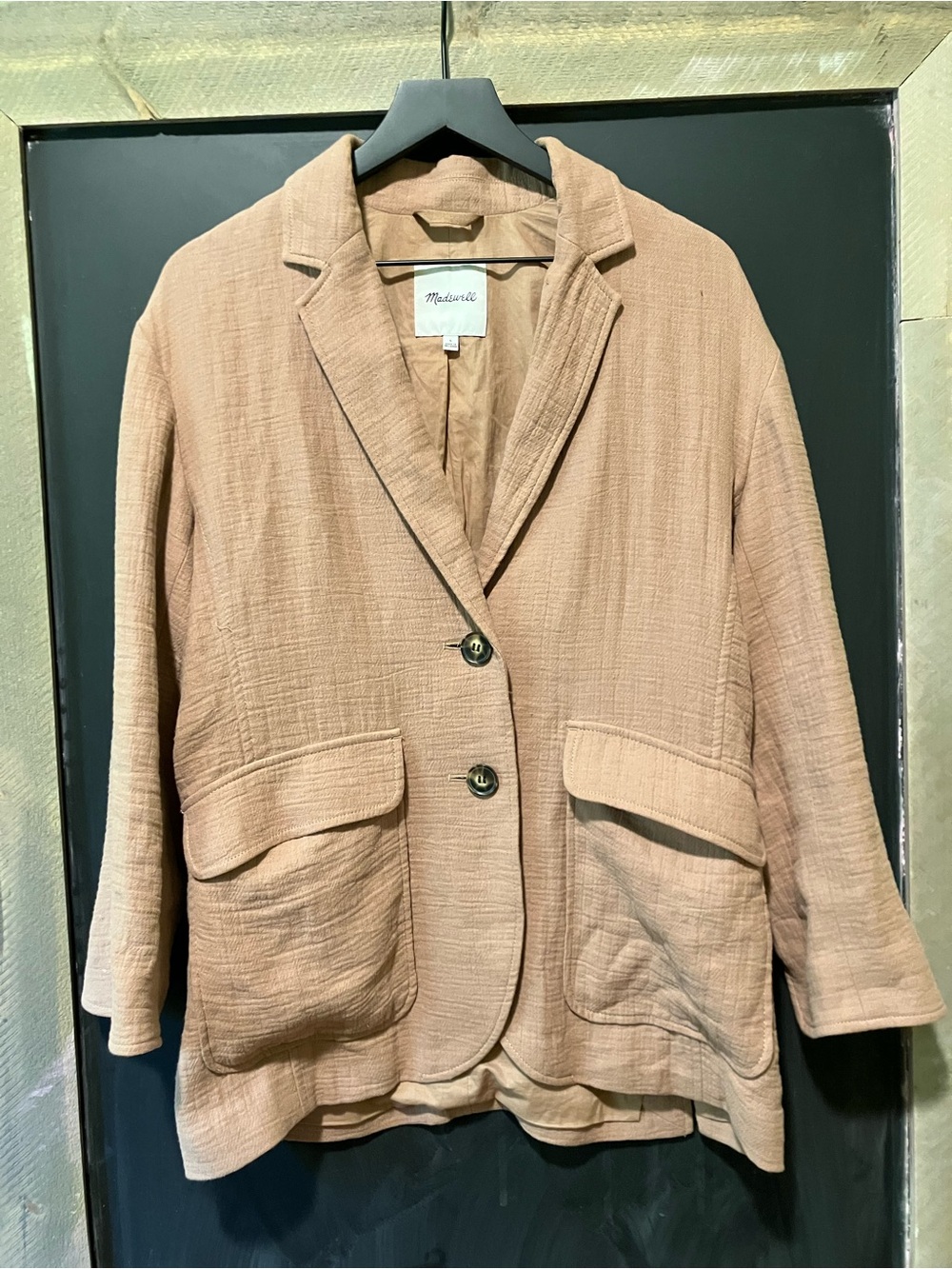 Madewell Taupe Crinkled Relaxed Blazer